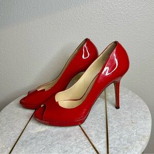 Jimmy Choo Red Peep-Toe Heels